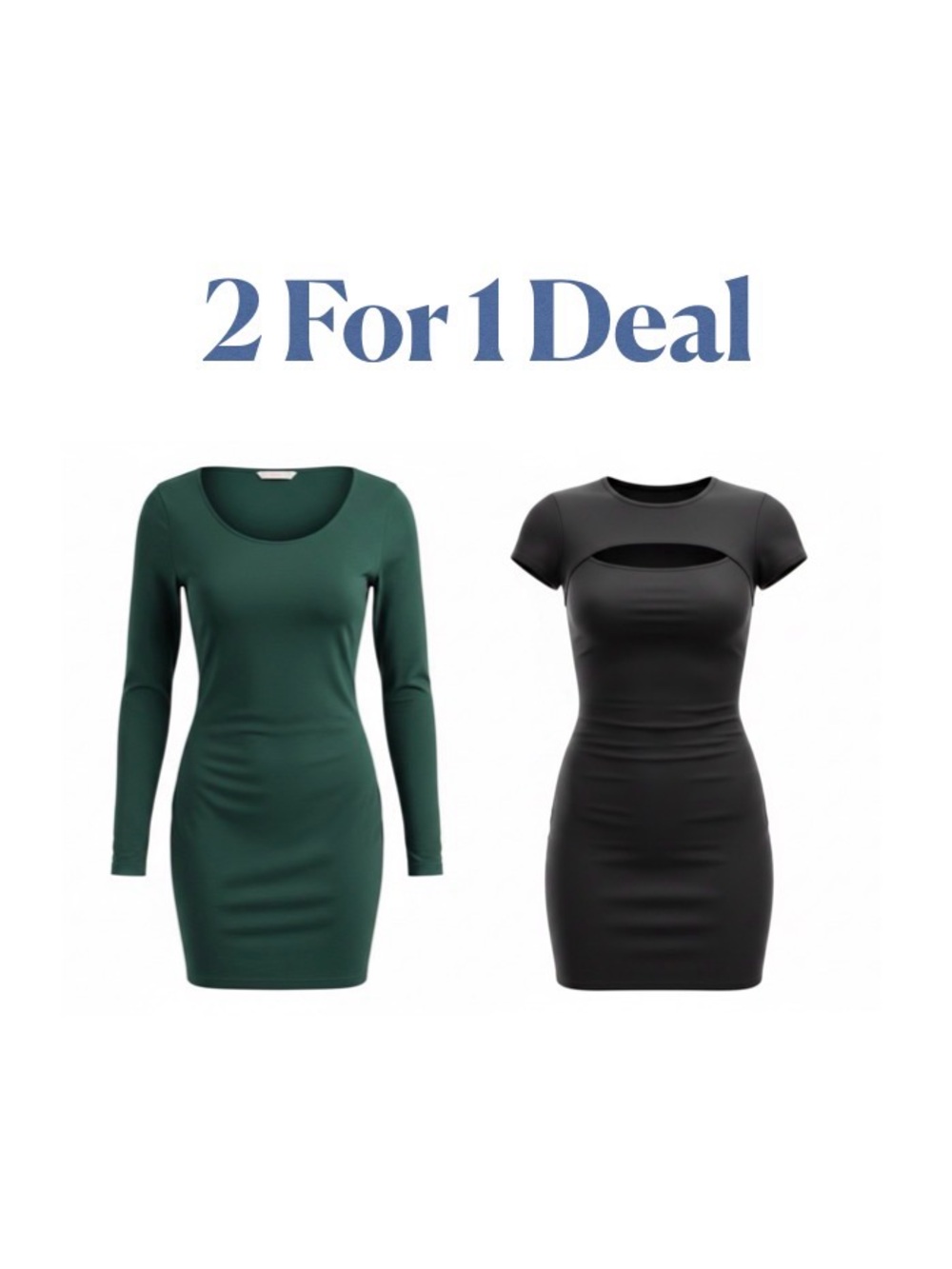 H&M Long-Sleeve Midi Dress & AntiStar Cutout Mini Dress in Black and Green